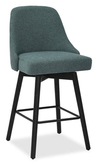 Tabouret Nash de hauteur comptoir en tissu de polyester et en métal avec siège pivotant - bleu