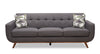 Sofa Freeman Kort & Co. de 88 po en tissu d’apparence lin avec pattes en bois et coussins de dossier capitonnés - gris anthracite