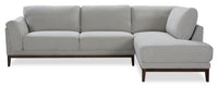 Sofa sectionnel de droite Horizon 2 pièces en tissu avec base et pattes en bois - gris