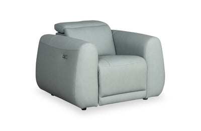Gianna 40" Genuine Leather Power Reclining Chair with Power Headrest and USB Port - Spa Blue | Fauteuil à inclinaison électrique Gianna de 40 po en cuir véritable avec appuie-tête électrique et port USB - bleu spa