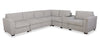 Sofa sectionnel Vault 6 pièces avec causeuse-lit et 3 fauteuils longs de rangement - gris