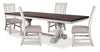 Ensemble de salle à manger Willow 5 pièces avec table, rallonge de 84 po à 106 po (L) et 4 chaises - blanc rustique et brun