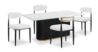 Ensemble de salle à manger Capri de Kort & Co. 5 pièces avec table de 72 po (L), touches dorées, base piédestal et 4 chaises - blanc