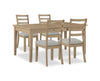 Ensemble de salle à manger Cove 5 pièces en mélamine avec table de 66 po (L), tiroirs de rangement et 4 chaises - naturel et gris