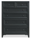 Commode verticale Casa de 39 po (l) x 52 po (H) à 6 tiroirs en bois pour la chambre à coucher - noire