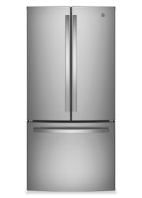 Réfrigérateur GE de 24,7 pi3 et de 33 po à portes françaises - acier inoxydable résistant aux traces de doigts - GNE25JYKFS
