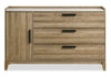 Commode de chambre à coucher Sable de 59 po (L) x 37 po (H) à 3 tiroirs avec armoire de rangement - brun clair
