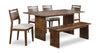 Ensemble de salle à manger Vale 6 pièces en bois avec table de 72 po (l), banc et 4 chaises - brun et beige