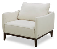 Fauteuil Gena de Cindy Crawford Home de 38,5 po en tissu d’apparence lin avec coussin de dossier amovible - blanc coton