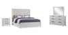 Ensemble de chambre à coucher Haven 6 pièces blanc avec lit à panneaux, commode, miroir et table de nuit - format très grand lit