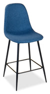 Tabouret Jax de hauteur comptoir de 26 po (H) en tissu de polyester et en métal - bleu