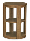 Table de bout ronde moderne Declan de 18 po avec tablette - bois naturel