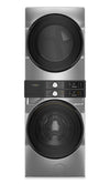 Tour de lavage Whirlpool à chargement frontal avec laveuse de 5,2 pi³ et sécheuse électrique de 7,4 pi³ - argent - YWEF5727TR