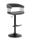 Tabouret bar Java en tissu de cuir végétalien et en métal avec siège pivotant et réglable - gris