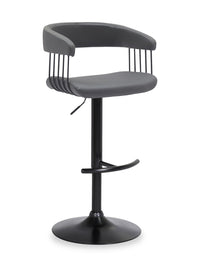Tabouret bar Java en tissu de cuir végétalien et en métal avec siège pivotant et réglable - gris