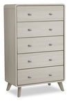 Commode verticale de chambre à coucher moderne du milieu du 20e siècle Cami de 31,5 po (l) x 50 po (H) à 5 tiroirs - chêne gris
