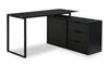 Bureau en forme de L Daniel de 55.11 po avec dessus en verre et rangement - noir