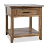 Table de bout rustique Nathan de 24 po avec rangement et tablette - brun clair