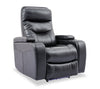 Fauteuil à inclinaison électrique Glow de 33 po en tissu avec accoudoirs de rangement - noir