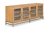 Meuble pour téléviseur moderne Cresset de 70 po en bois massif avec rangement et système de gestion des câbles pour téléviseurs jusqu’à 75 po - blé belge