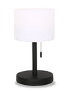 Lampe de table pour l’intérieur et pour l’extérieur moderne portable Solana de 11 po en métal et en acrylique avec port USB - noire