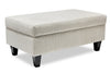 Pouf de rangement Nofia de 44 po fabriqué au Canada en tissu de chenille avec pattes en bois - beige lin