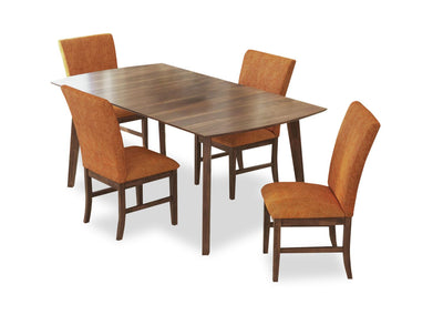 Rain 5pc Dining Set with Table & 4 Orange Chairs, 72"W - Orange/Brown | Ensemble de salle à manger Rain 5 pièces avec table de 72 po (L) et 4 chaises oranges - orange et brun