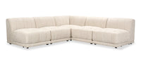 Sofa sectionnel modulaire sans accoudoirs Oaklyn de Kort & Co. 5 pièces en tissu avec coussins de siège capitonnés - beige