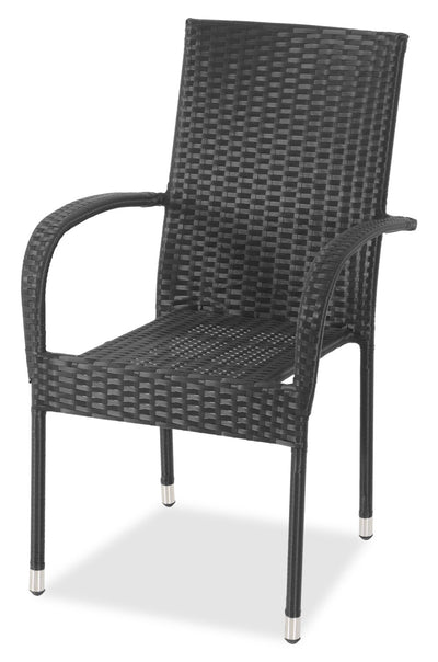 Arizona Outdoor Patio Chair - Hand-Woven Resin Wicker, UV & Weather Resistant - Black | Chaise Arizona pour la terrasse à l’extérieur - osier en résine tressé à la main, résistante aux rayons UV et aux intempéries - noire
