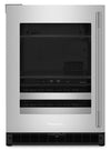 Refroidisseur à boissons KitchenAid de 24 po avec grilles à devant en bois - noir et acier inoxydable - KUBL524SSB