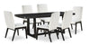 Ensemble de salle à manger Alma 7 pièces avec table de 86 po (L), base à tréteaux et 6 chaises - anthracite noir et blanc