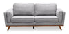 Sofa Kassia de Kort & Co. de 80 po de format condo en tissu d’apparence lin avec base et pattes en bois - gris