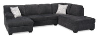 Sofa sectionnel en U de droite Morgan 2 pièces fabriqué au Canada en tissu de chenille avec coussins décoratifs - gris