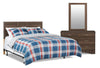Ensemble de chambre à coucher Aida 3 pièces fabriqué au Canada avec tête de lit, commode et miroir, brun - format grand lit