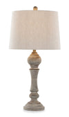 Lampe de table champêtre Orson de 32 po avec abat-jour en lin de couleur avoine - grise