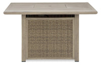 Foyer-table Muskoka pour la terrasse à l’extérieur - 50 000 BTU, osier en résine, métal - beige