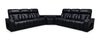 Sofa sectionnel à inclinaison électrique Zen 3 pièces en tissu d’apparence cuir avec massage et 2 consoles rabattables - noir