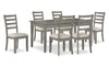 Ensemble de salle à manger Cove 7 pièces en mélamine avec table de 66 po (L), tiroirs de rangement et 6 chaises - gris