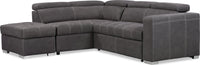Sofa-lit sectionnel de gauche Drake 3 pièces en tissu de suédine avec pouf de rangement - gris ciment