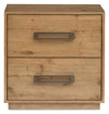 Table de nuit Henri de Scott Living de 26 po (L) x 26 po (H) en bois à 2 tiroirs avec ports USB - brune