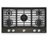 Surface de cuisson à gaz sur métal KitchenAid avec grille pour wok intégrée - minerai noir - KCGK736SBE