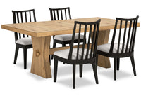 Ensemble de salle à manger Shaw 5 pièces avec table de 78 po (L), base à tréteaux et 4 chaises - naturel