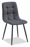 Chaise de salle à manger Arlo en métal avec siège et dossier coussinés capitonnés en tissu - anthracite
