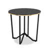 Table de bout ronde moderne Xander de 24 po avec dessus en verre - noire et dorée avec pattes en métal