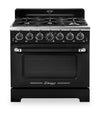 Cuisinière à gaz Classic Rétro par Unique de 36 po et de 5,2 pi3 à 6 brûleurs avec convection - noir minuit - UGP-36CR B