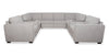 Sofa sectionnel Vault 9 pièces avec causeuse-lit, 4 fauteuils de rangement et console de rangement avec USB - gris