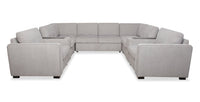 Sofa sectionnel Vault 9 pièces avec causeuse-lit, 4 fauteuils de rangement et console de rangement avec USB - gris