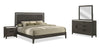 Ensemble de chambre à coucher Sable gris foncé 6 pièces avec lit, commode, miroir et table de nuit - format très grand lit