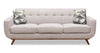 Sofa Freeman Kort & Co. de 88 po en tissu d’apparence lin avec pattes en bois et coussins de dossier capitonnés - blanc colombe
