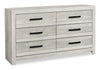 Commode de chambre à coucher Aspen de 59 po (L) x 33 po (H) à 6 tiroirs - grise